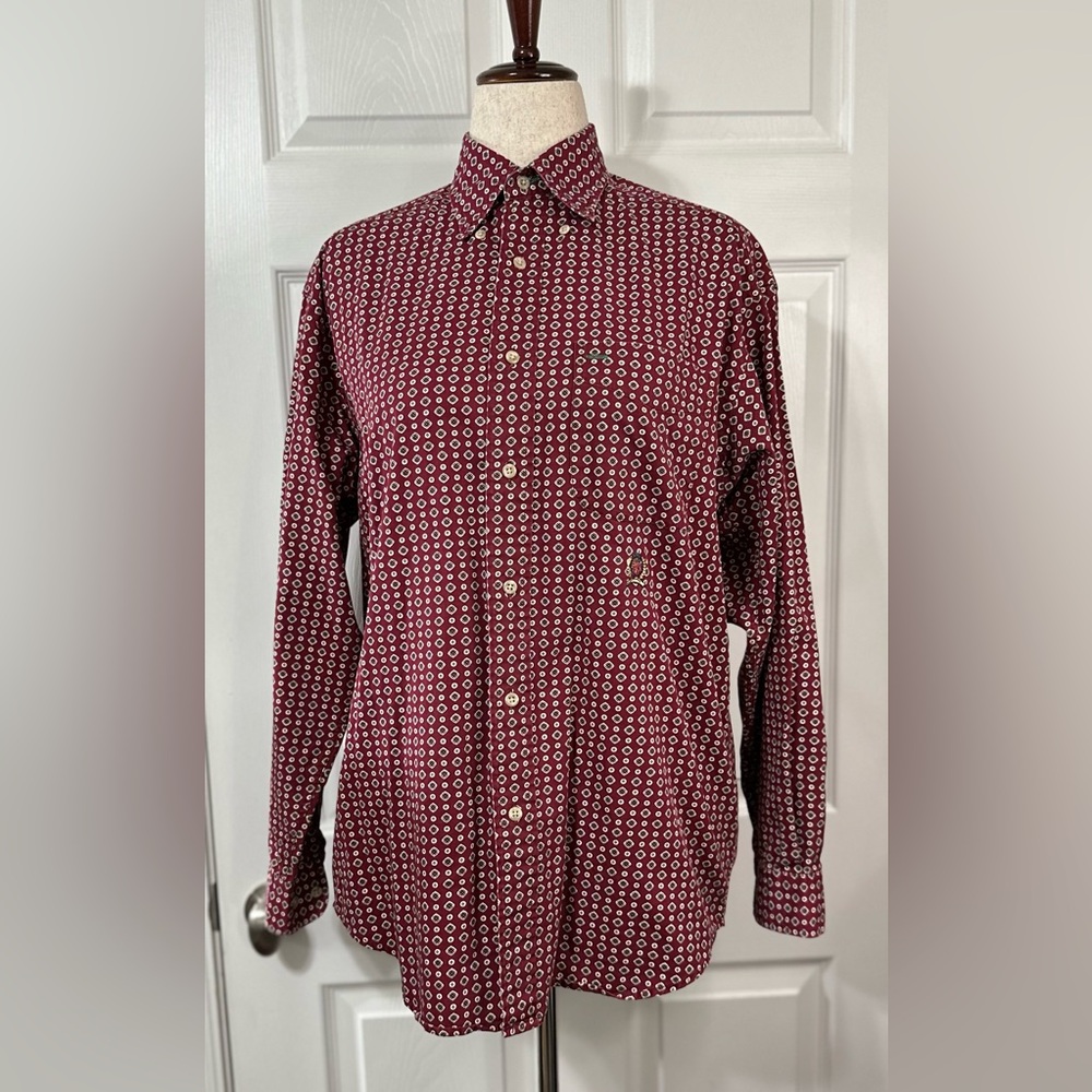 Tommy Hilfiger Maroon Geometric Button Down Shirt 90’s Y2K  Vintage